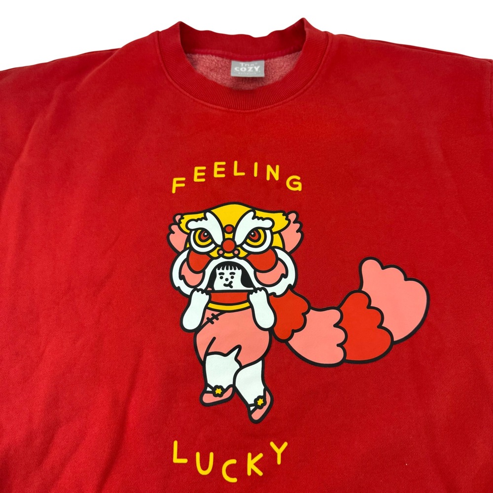 NEW Tna Aritzia S Cozy Fleece Boyfriend Feeling Lucky Sweatshirt Lunar New Year - Picture 5 of 12